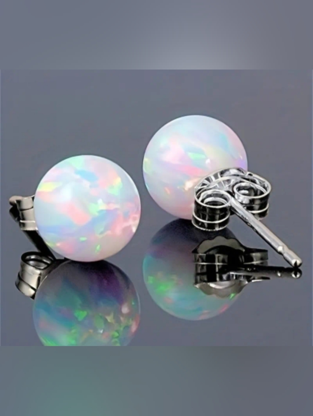 ❤️H $8 Each Or Bundle Any 4/$20 Opal-Look Stud Earrings - Iridescent White